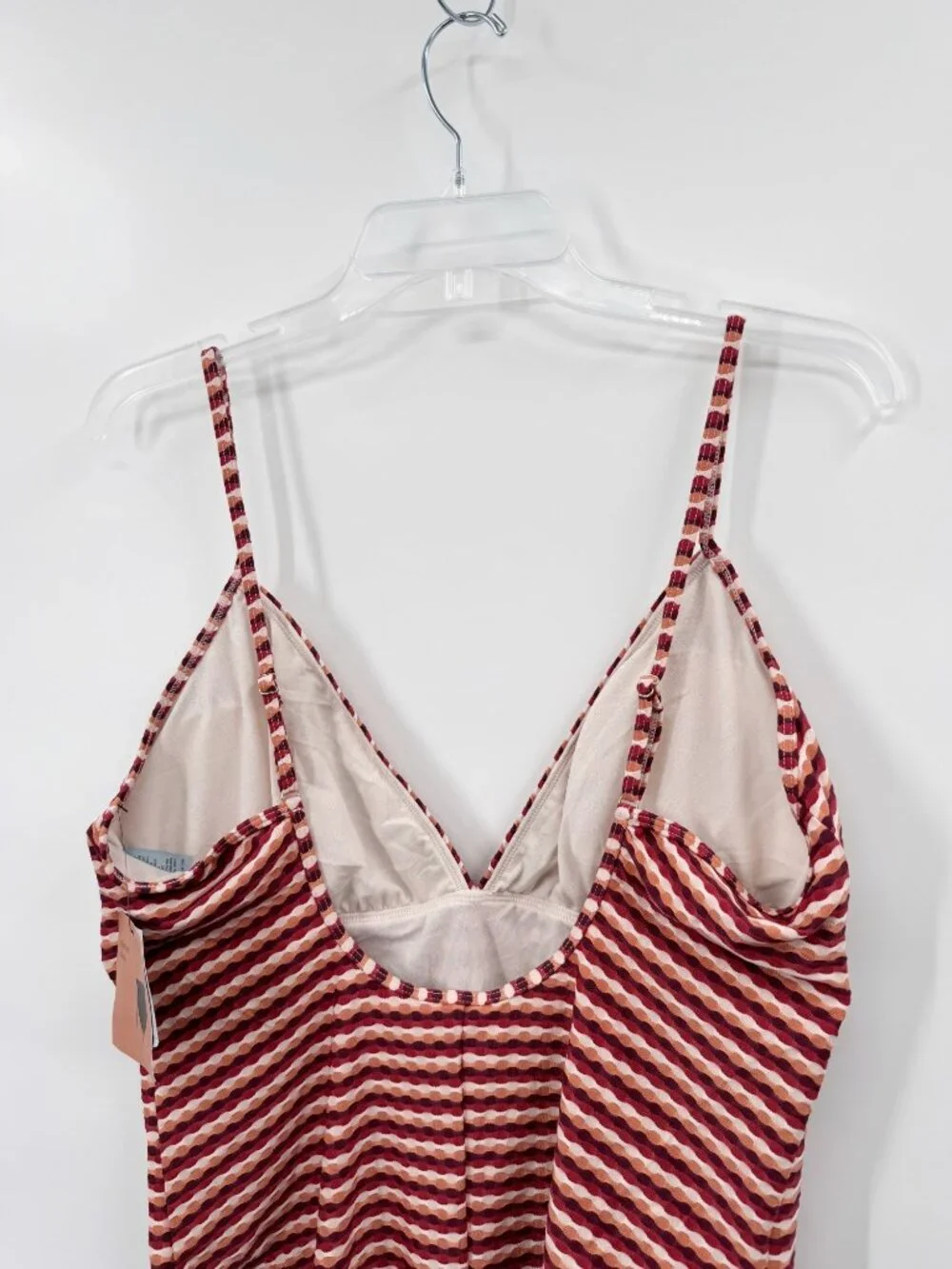 NEW Shade & Shore Geo Jacquard High Leg Cheeky Swimsuit - Red Multi - Size XL